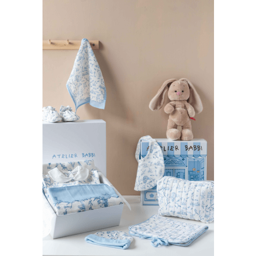 9-Piece Newborn Set - Toile De Jouy/Blue