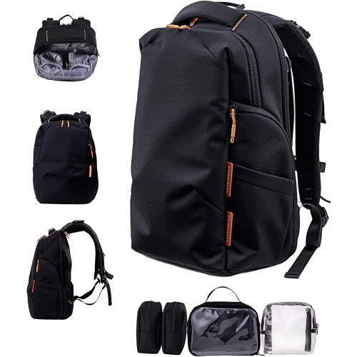 Babelio Grid Wizard Diaper Bag Backpack - Multi Function Waterproof Diaper Bag, Travel Essentials Baby Bag with 4 Individual Organizers, Insulated Bottle Holders, Baby Shower Gifts, Black