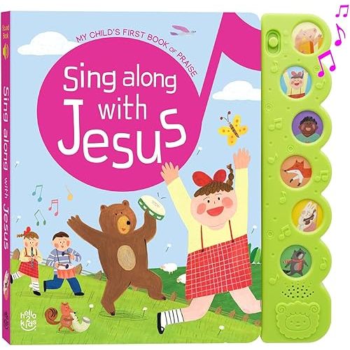 Sing Along with Jesus - Christian Sound Book, Sing Along Bible Songs | Christening, Dedication, Baptism Gifts for Boys, Girls, Kids, Babies | Religious Toys, Interactive Music Books for Toddlers 1-3