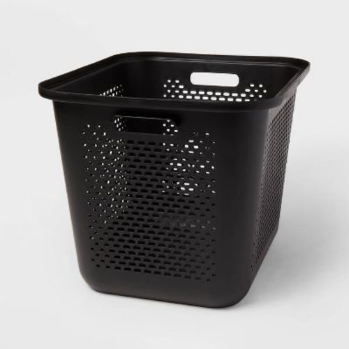 Large Decorative Plastic Bin with Cutout Handles White - Brightroom™: Stackable Storage, 13" Cube Compatible,