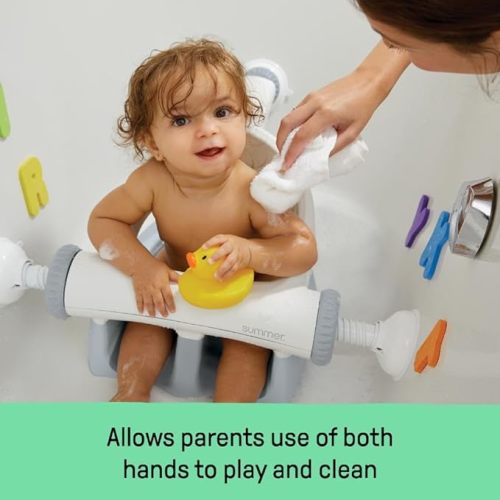 Summer Infant My Bath Seat for Sit-Up Baby Bathing, Sure & Secure Suction Cups, Backrest for Assisted Sitting, Easy Setup & Storage, Gray