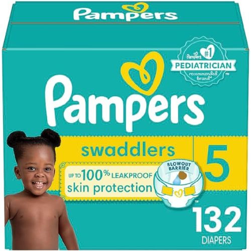 Pampers Swaddlers Diapers - Size 5, 132 Count, Ultra Soft Disposable Baby Diapers