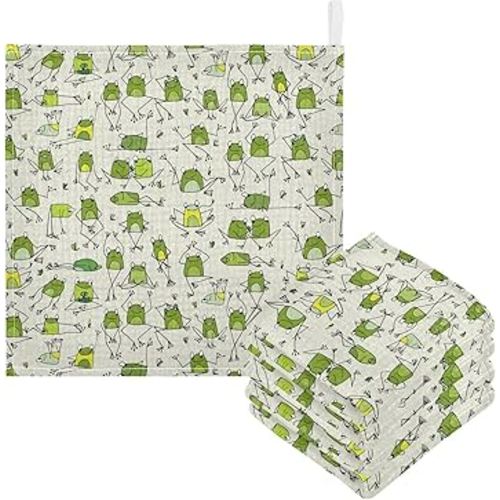 vvfelixl Baby Cotton Washcloths Funny Frogs Infants Bath Towel for Unisex Face Towels for Newborn, Natural Baby Wipes Delicate Skin, 11.8 X 11.8 inch, one sizex3