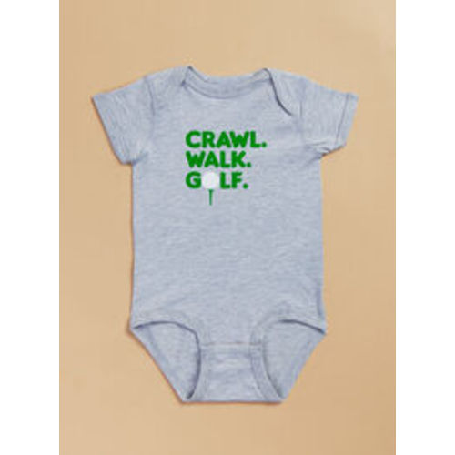 Crawl Walk Golf Bodysuit in Grey | Tullabee