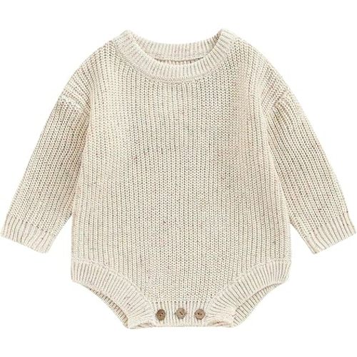 FYBITBO Baby Girl Boy Sweater Knit Oversized Pullover Sweatshirt Romper Onesie Warm Fall Winter Clothes Outfit Newborn
