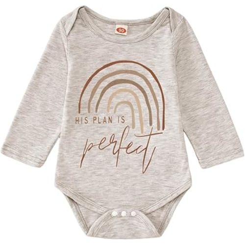 Newborn Baby Boy Girl Bodysuit Answered Prayer Rainbow Onesie Romper Pregnancy Announcement Jumpsuit Outfit Clothes