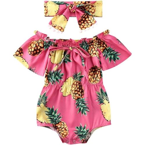 Kuriozud Newborn Infant Baby Girl Off Shoulder Ruffle Romper Bodysuit One Piece Jumpsuit Clothes