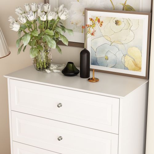 Modern Dresser Storage Chest with 5 Drawers Console Table(BlACK/WHITE)