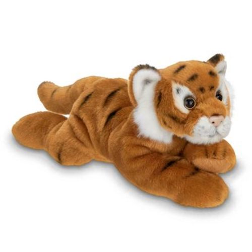 Bearington Lil' Saber Small Plush Stuffed Animal Tiger with Soft Faux-Fur, 9 inches