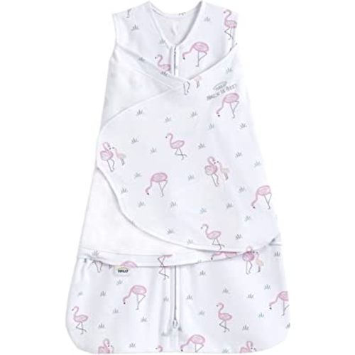 HALO 100% Cotton Sleepsack Swaddle, 3-Way Adjustable Wearable Blanket, TOG 1.5, Flamingos, Newborn, 0-3 Months