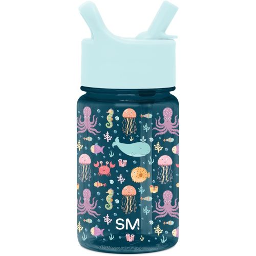Simple Modern Kids Water Bottle Plastic BPA-Free Tritan Cup with Leak Proof Straw Lid | Reusable and Durable for Toddlers, Girls | Summit Collection | 12oz, Under the Sea