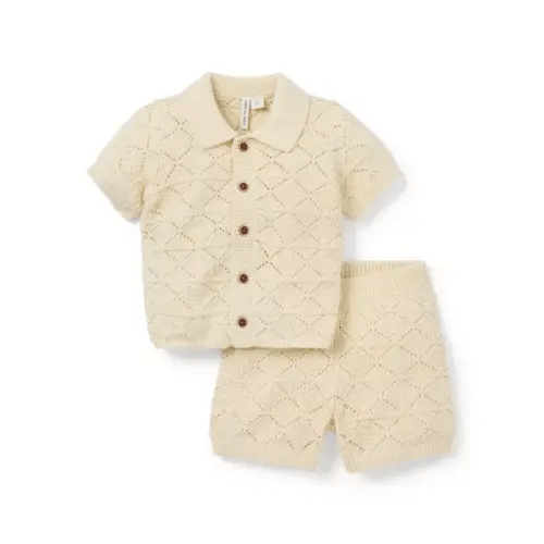 Baby Freshwater Pearl The Crochet Cabana Matching Baby Set by Janie and Jack