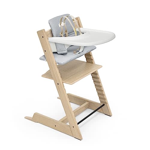Stokke Tripp Trapp High Chair Complete² - Oak Natural/Nordic Blue Cushion/White Tray