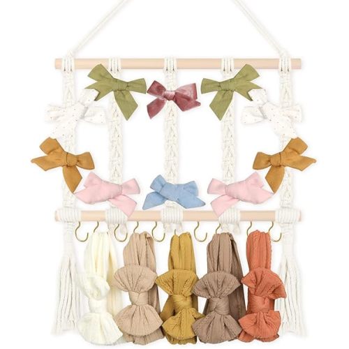 POVETIRE Headband Holder Bow Holder for Girls Hair Bows,Baby Headband Holder Organizer Hair Bow Hair Accessories Organizer Storage Wall Hanging Decor for Nursery Toddler Girls Room