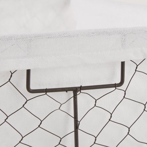 Medium Vintage Grey Chicken Wire Bleached White Liner Basket (Set of 2)