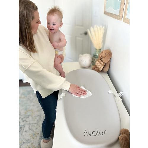 Evolur Eva Baby Changing Pad in Ligt Gray, Soft and Breathable, Lightweight and Portable Changing Pad, Fits All Changing Table, Waterproof Firm Padding - Light Gray