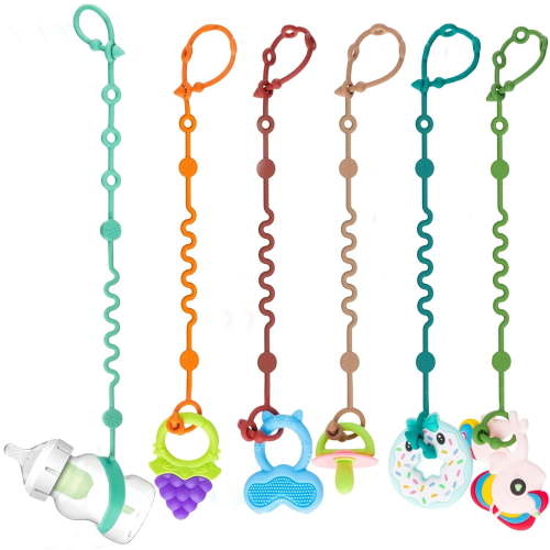 Toy Straps for Baby, 5pcs Adjustable Toy Holder for Stroller Accessories, Silicone Tether Pacifier Clip, No Throw Travel Essential Leash for High Chair, Car Seat (5-Pack)