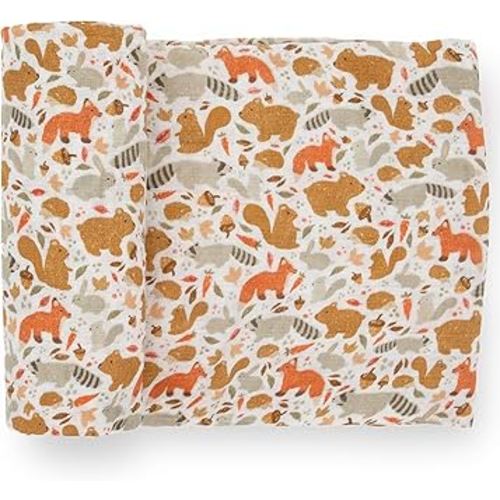 Little Unicorn Premium Cotton Swaddle Baby Blanket | Breathable Fabric | for swaddling, Play, Nursing & More (Fall Friends)