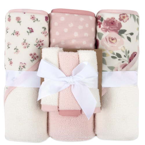 Baby Essentials Roses & Blossoms Polyester Hooded Towels, Multicolor, 6 Count