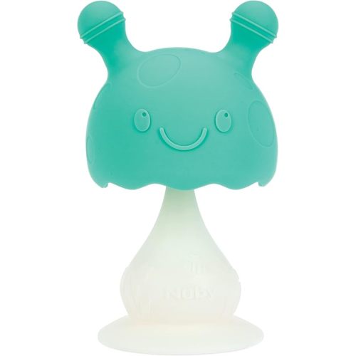 Nuby Super Soft Silicone Teether with Suction Base - Visually Stimulating and Easy to Grasp Toy for Baby Teething Relief - 3+ Months