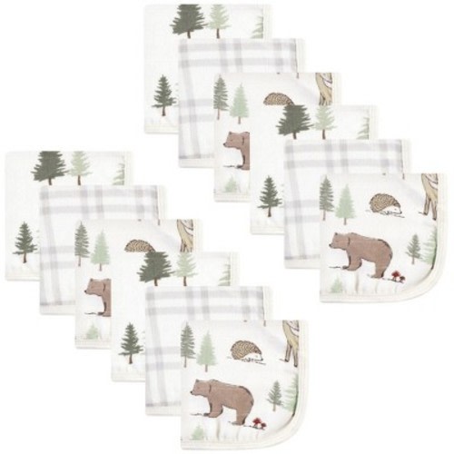Hudson Baby Infant Boy Cotton Muslin Washcloths, Forest Animals, One Size