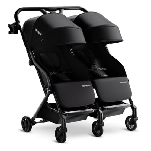 Mompush Lithe Double Stroller, Lightweight Side by Side Stroller for Newborn and Toddler, Easy Fold, Spacious Seats with Recline, UPF50+ Canopies