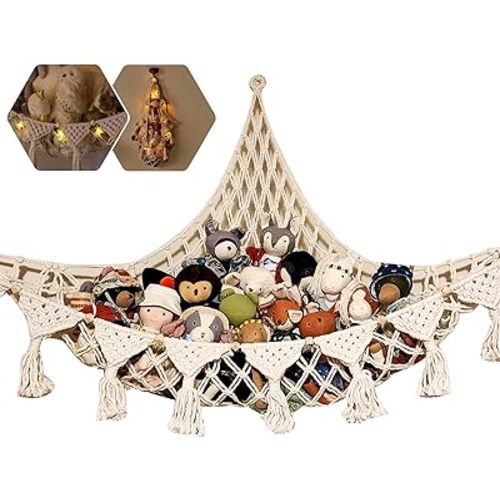Hamac d'angle pour animaux en peluche - Filet de rangement pour jouets en peluche - Filet de rangement mural pour chambre d'enfant