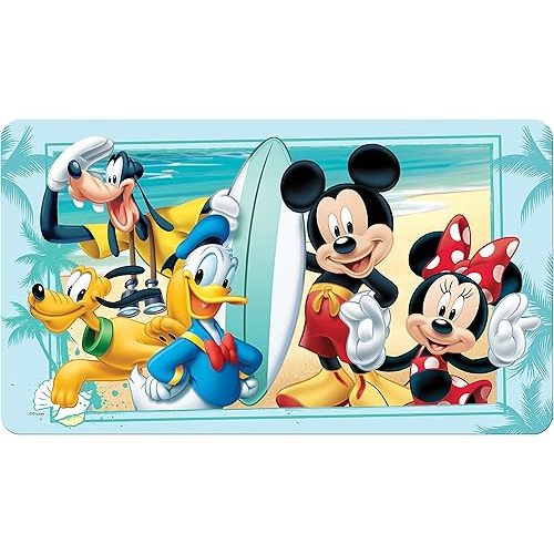 Ginsey Disney Mickey Mouse Summer Fun Decorative Bathtub Mat for Kids' Bathroom Decoration, Blue, Standard Tub Size