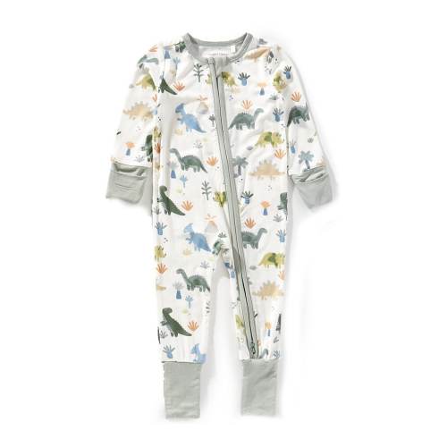 Angel Dear Baby Boys Soft Dinos Printed Zipper Footie Coverall