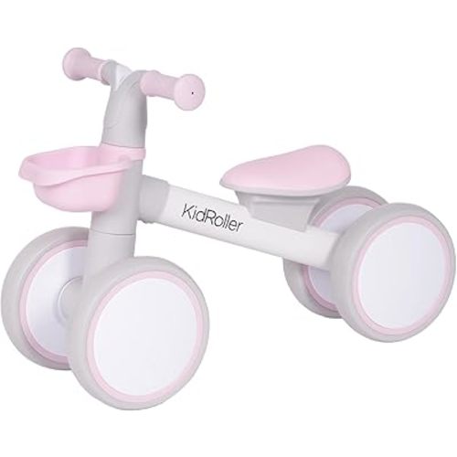 Kid's Balance Bikes for 1 Year Old Boys and Girls, 12-36 Months Toddler Ride-on with Adjustable Seat and a Front Basket, First Birthday Gifts (Pink)