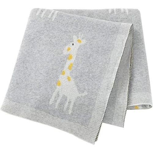 LAWKUL Giraffe Baby Blanket Toddler Receiving Blanket Super Soft 100% Cotton Knit Baby Blanket Great Baby Gift Swadde Blanket for Boy and Girl 40x30 Inch