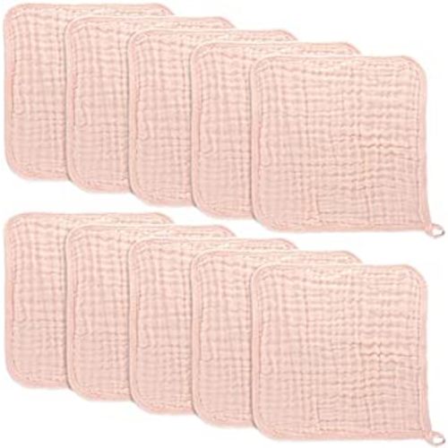 Baby Washcloths, Muslin Cotton Baby Towels, Large 10”x10” Wash Cloths Soft on Sensitive Skin, Absorbent for Boys & Girls, Newborn Baby & Toddlers Essentials Shower Registry Gift (Lace, Pack of 10)