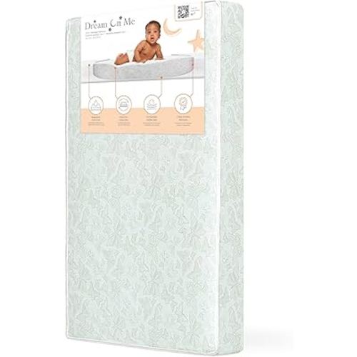 Dream On Me Butterfly 3” Two-Sided Fiber Portable/Mini Crib Mattress, Greenguard Gold Certified, Waterproof Dual-Sided Mattress, Vinyl Cover