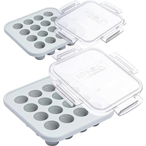 Souper Cubes MyMilk Baby Food Freezer Tray With Lid - 1/2 Oz Silicone Breast Milk Freezer Tray - Perfect Storage Container for Baby Food, Purees, and Breast Milk - Gray