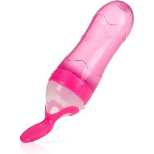 Nuby Garden Fresh Silicone Squeeze Feeder with Spoon and Hygienic Cover - Pink