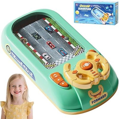 Car Adventure Toy with Steering Wheel,Musical Steering Wheel Toys,Interactive Simulation Driving Toddler Simulated Driving Racing Car for Kids 4-6,for Kids Girls Xmas Birthday Gifts(Green)