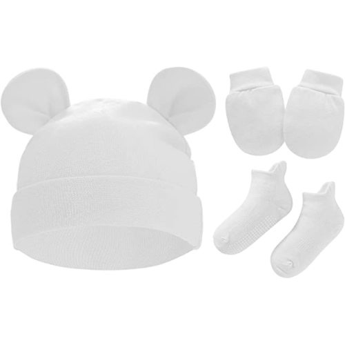 Zando Baby Hats Mittens and Socks Set Newborn Hats with Ear Mittens for Newborn Baby Boys Infant Hats Baby Beanie for Girls