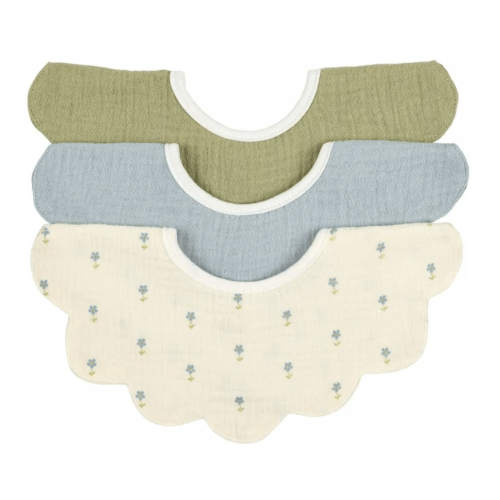 Smallable Cotton Petal Bibs, Blue (3 count)