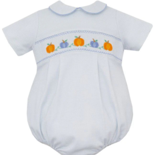 *PRE-ORDER* Blue Check Pumpkin Knit Bubble 3M