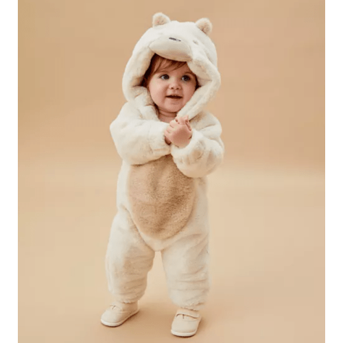 Unisex Faux Fur Polar Bear Coverall - Baby