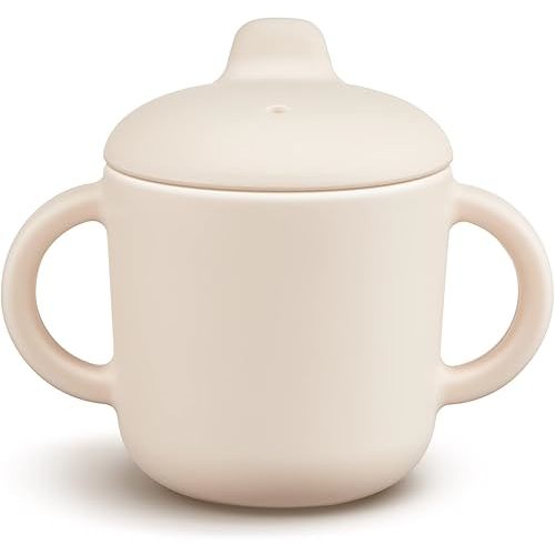 6 Months+ Sippy Cups with Handles,Small Silicone Sippy Cups Leak Proof 5oz,No Spill Sippy cups for Toddlers (Milk)