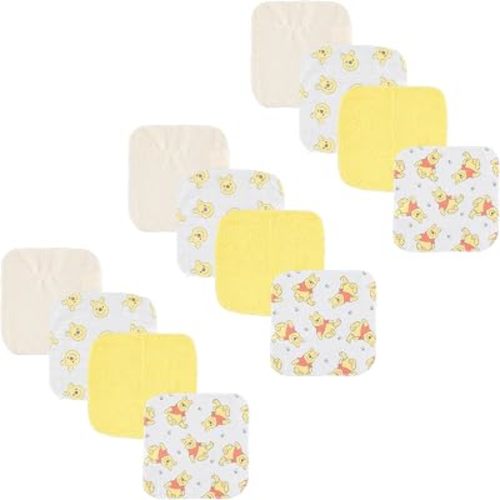 Disney Baby Washcloths 12 Pack – Ultra Soft Baby Wash Cloths, Lilo & Stitch (Stitch & Angel), Winnie the Pooh & Mickey Mouse, Absorbent Newborn Bath Essentials