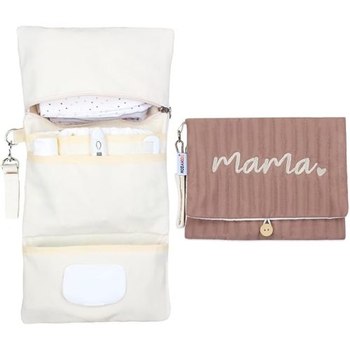 MODAKIDS Baby Bag Organizer, Waterproof Mini Diaper Bag, Foldable Mom Travel Set, Diaper Organizer, with Gift for Baby Shower (Bear)