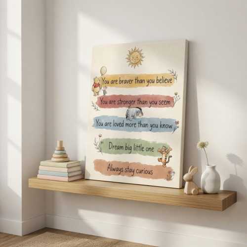 Winnie the Pooh Nursery Wall Art Canvas Christopher Robin Quotes Pooh and Friends Prints Tigger Piglet Eeyore Poster Baby Shower Gift Decor 11x14 or 9x12