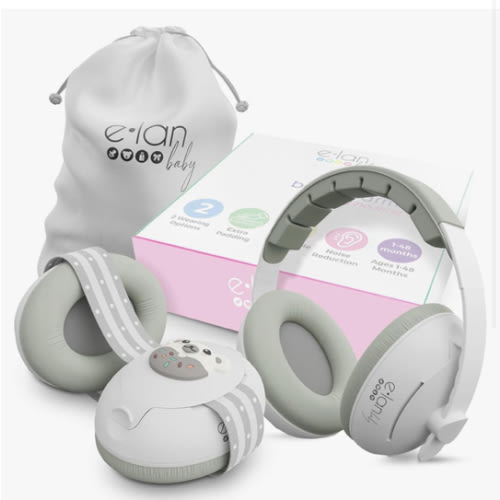 2-in-1 Baby Ear Muffs - Noise Protection Baby Headphones for Noise & Plane Travel - 2 Headbands - Baby Ear Protection - Baby Noise Canceling Headphones for Infant & Toddler, Age 1-48 Months