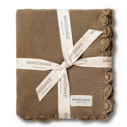 Organic Cotton Scalloped Baby Knit Blanket - Brown
