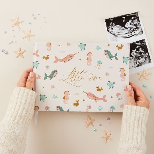 Luxury baby memory book (Sea Friends), baby shower gift, new parents record book keepsake journal