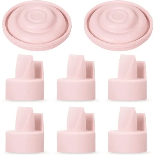 [8-Count] Papablic Duckbill Valves and Silicone Membrane Compatible with Spectra S1, S2 and 9 Plus Breastpumps, Not Original Spectra Pump Parts, BPA/DEHP Free, Pink