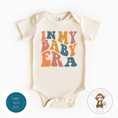 In My Baby Era Retro Natural Baby Onesie Kids Tshirt - Etsy 3-6, Neutral