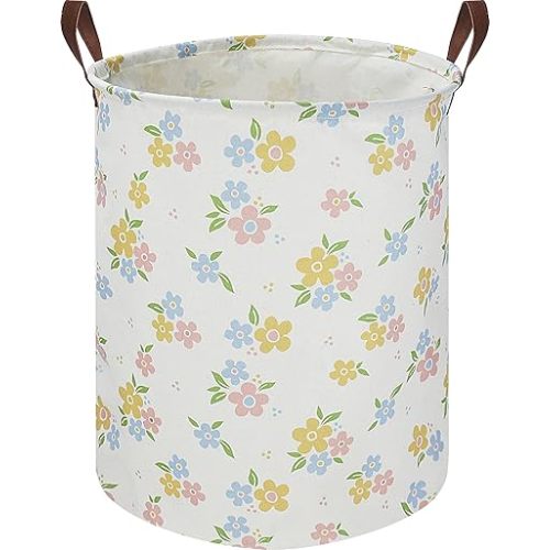 19.7" Laundry Basket,Kids Dirty Clothes Laundry Hamper,Waterproof Toys Storage Bin,Room Decor,Gift Baskets,Baby Nursery Hamper(Yellow Flower)